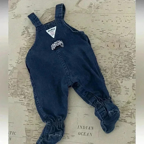 Vintage Oshkosh Overalls Footed Jean Denim Baby Size 3-6 Months USA Made - Picture 4 of 6